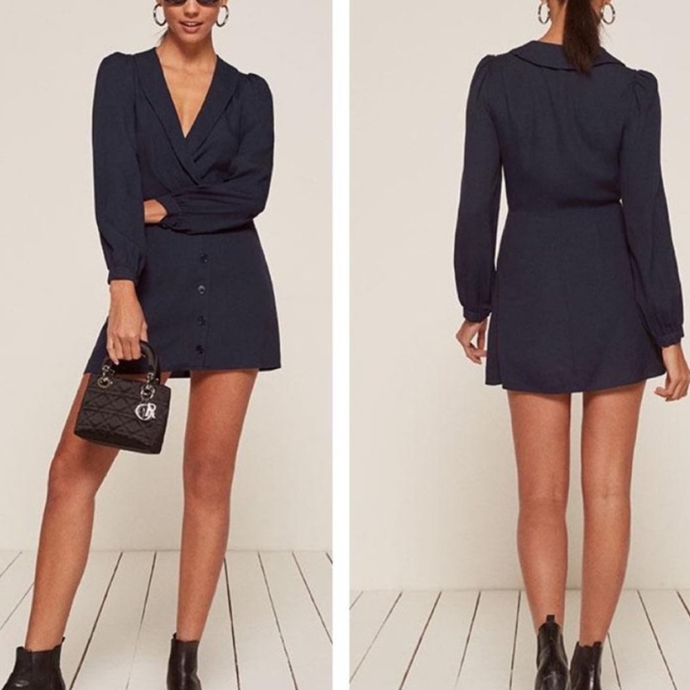 Reformation Woodbury Dress in Navy